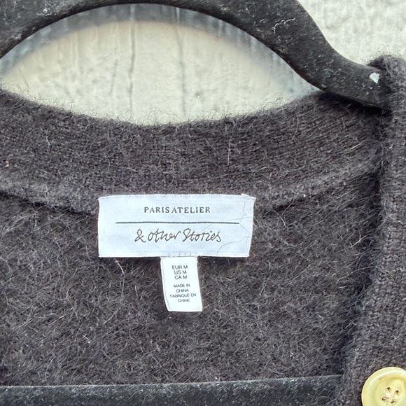 & Other Stories Mohair/Wool Blend Black Button-Up Cardigan Sz: M - Picture 2 of 10